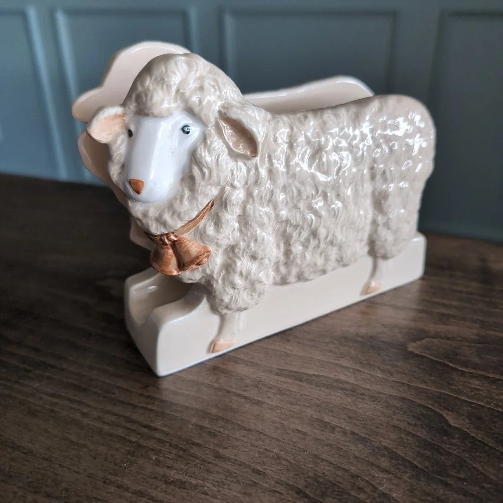 Vintage Otagiri Sheep Napkin Holder Letter Lamb Farmhouse Cottagecore Japan